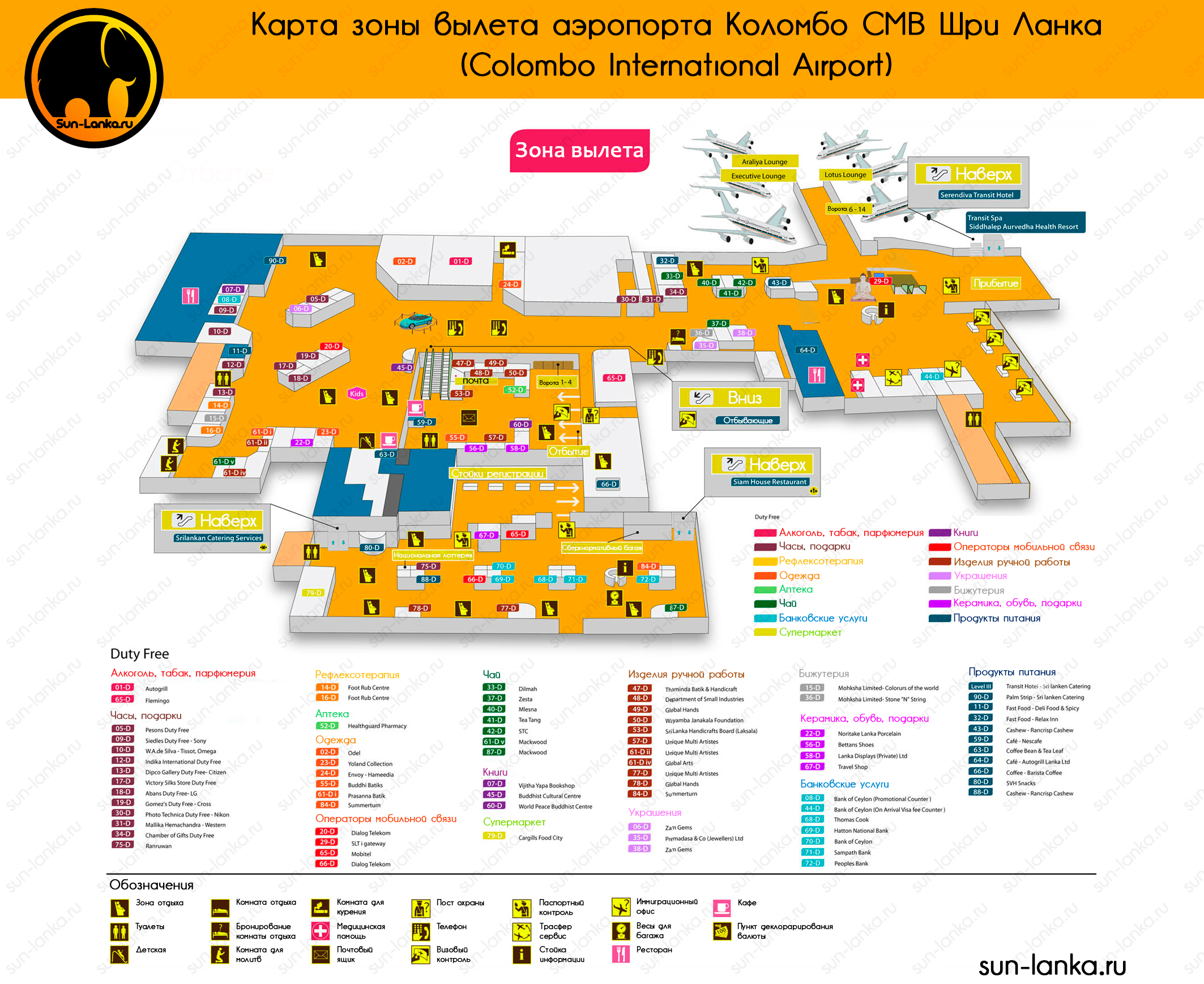 Карта зоны вылета аэропорта Коломбо, Шри-Ланка